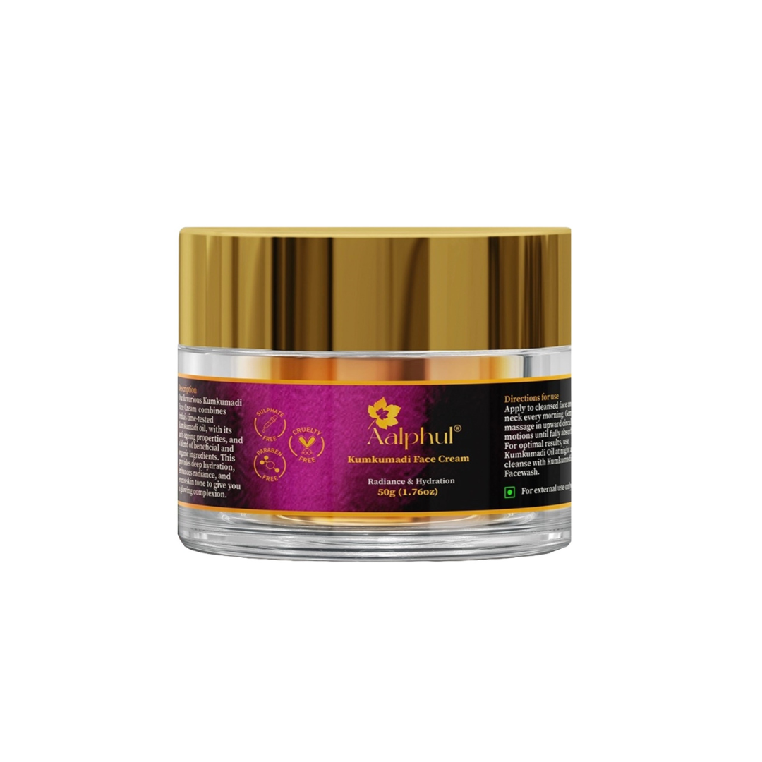 Aalphul Kumkumadi Face Cream 50g bottle shown in a white background