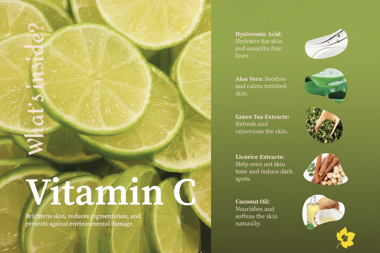 Aalphul Vitamin C Face Wash packaging with lime slices and Information about the face wash benefits and ingredients.