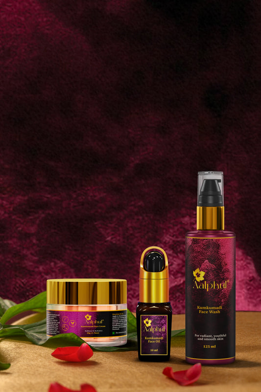 Aalphul Kumkumadi Skincare Combo with Face Wash, Face Oil & Face Cream
