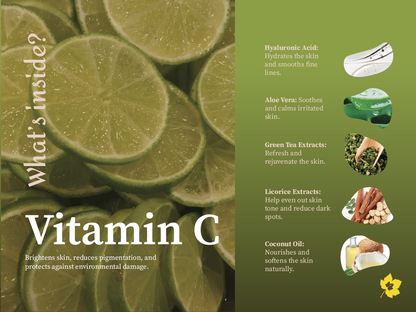 Aalphul Vitamin C Face Wash packaging with lime slices and Information about the face wash benefits and ingredients.