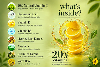 Aalphul Vitamin C Serum ingredients and their beneficial properties are shown in this image