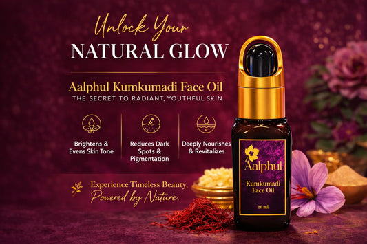 Aalphul Kumkumadi Face Oil bottle with its benefits listed
